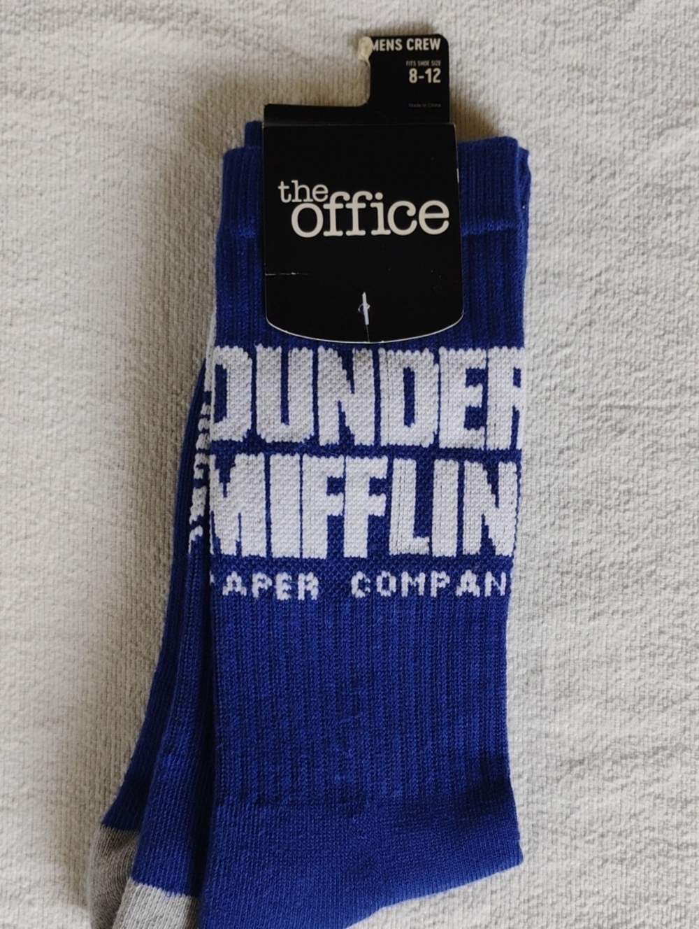 The Office Dunder Mifflin Men's Crew Socks - Blue Sz 8-12